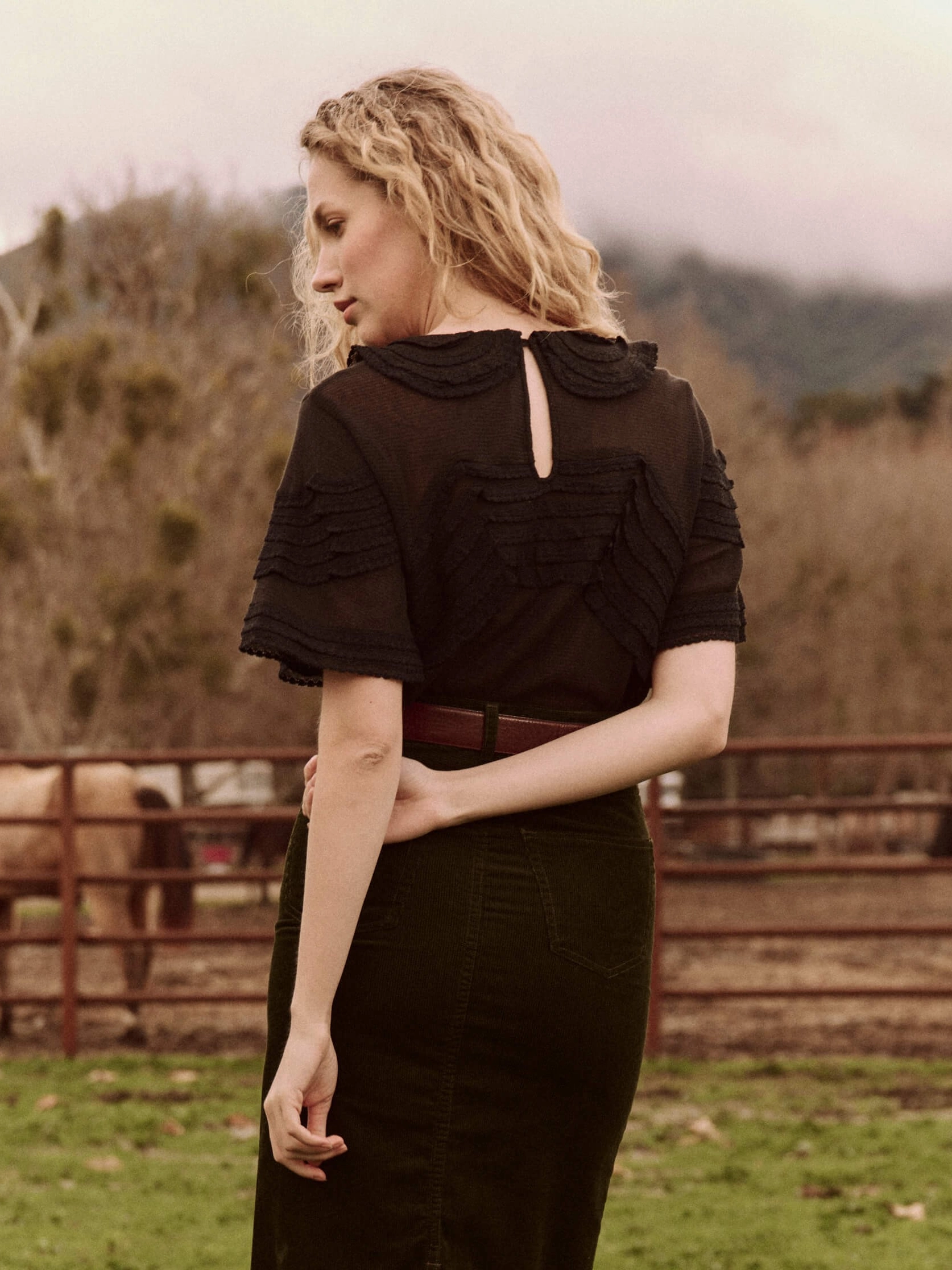 The Rosebud Top Sheer Overlay Material FlatlockStitching