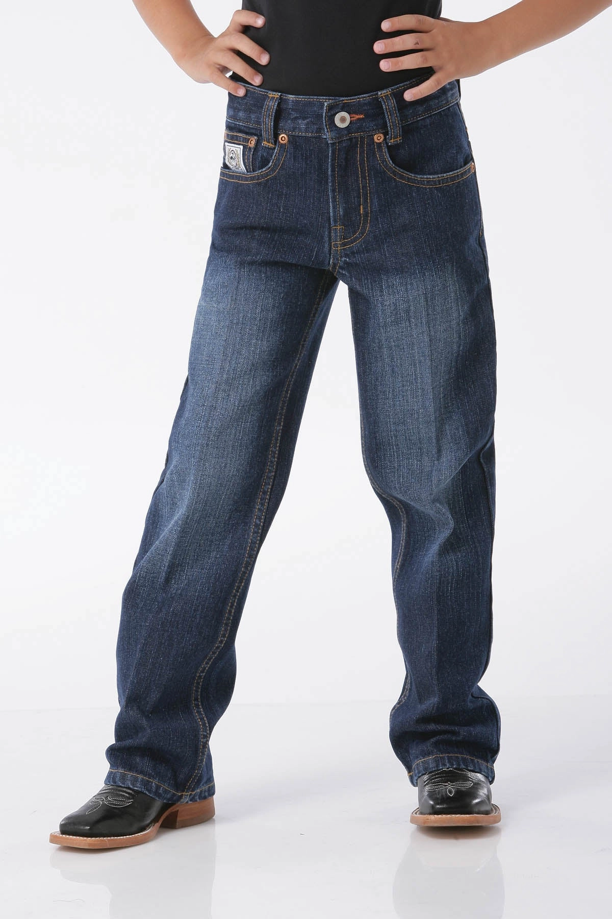 High Waist No Fuss Style On-The-Go Cinch Boy??s White Label Jeans-Dark Stone