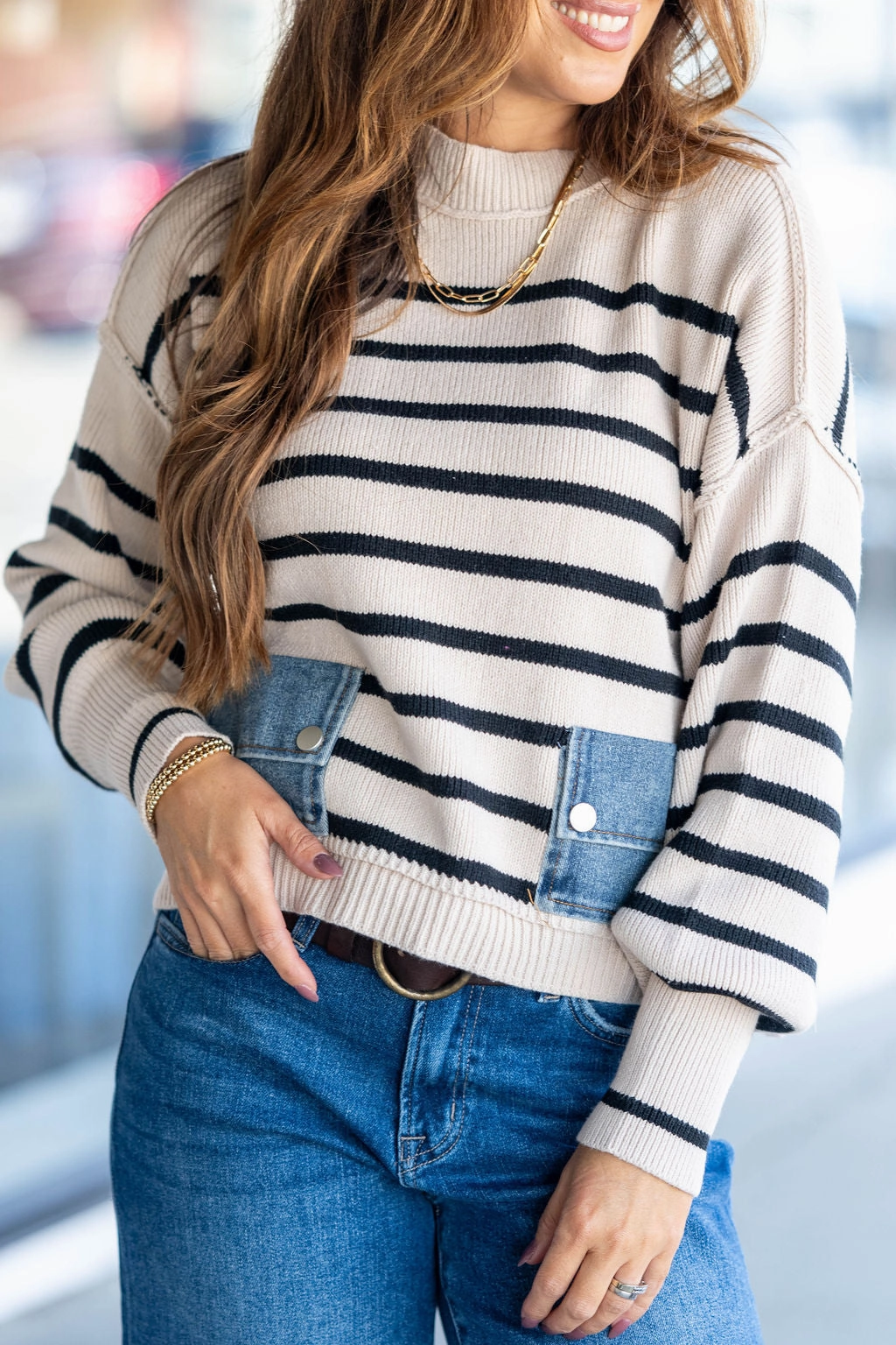Chilly Chic On the Line Sweater