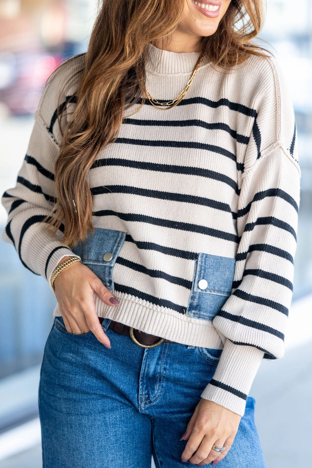 Layered Wear Seasonal Wear On the Line Sweater