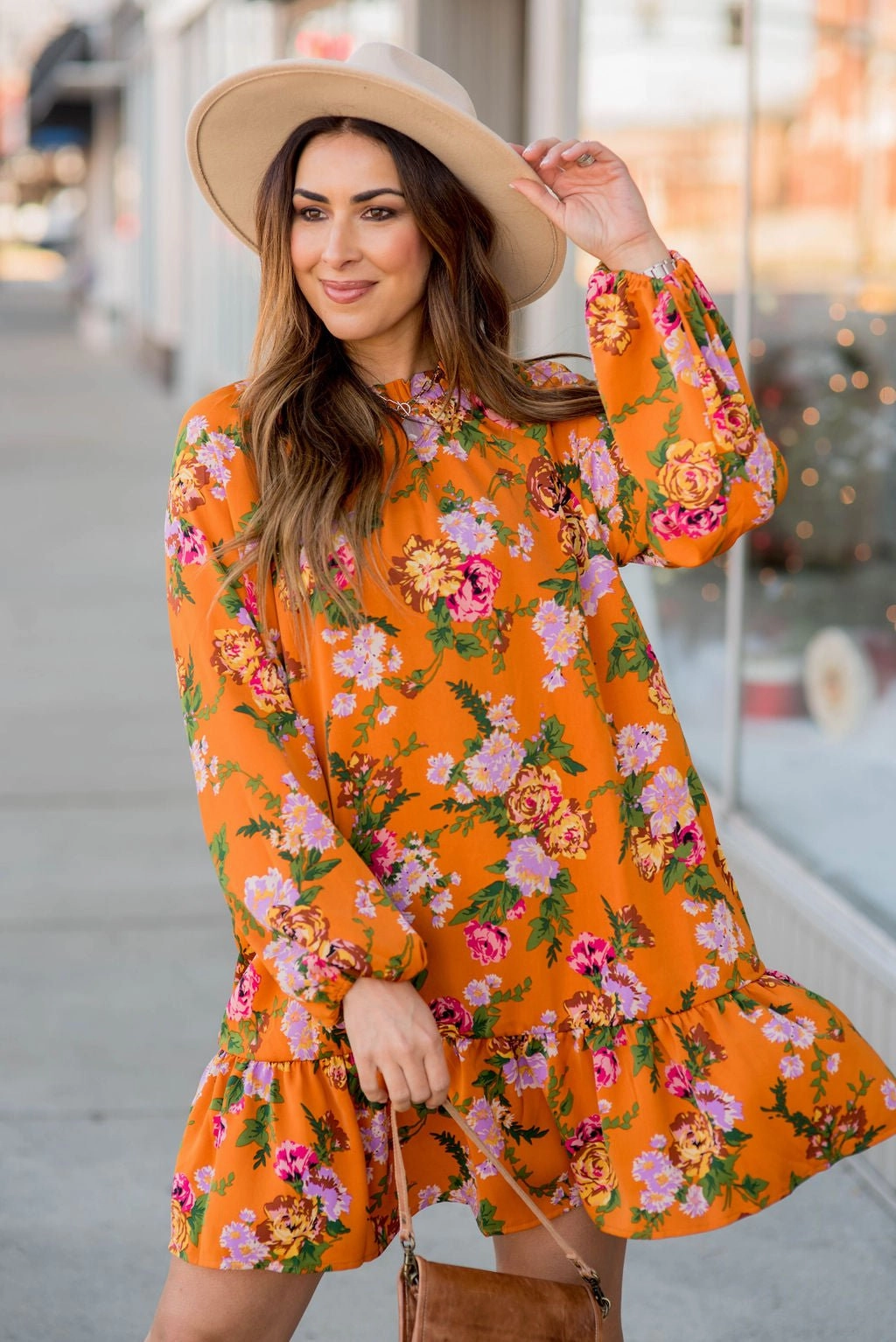 Tailored-fit Floral Bunches Long Sleeve Dress