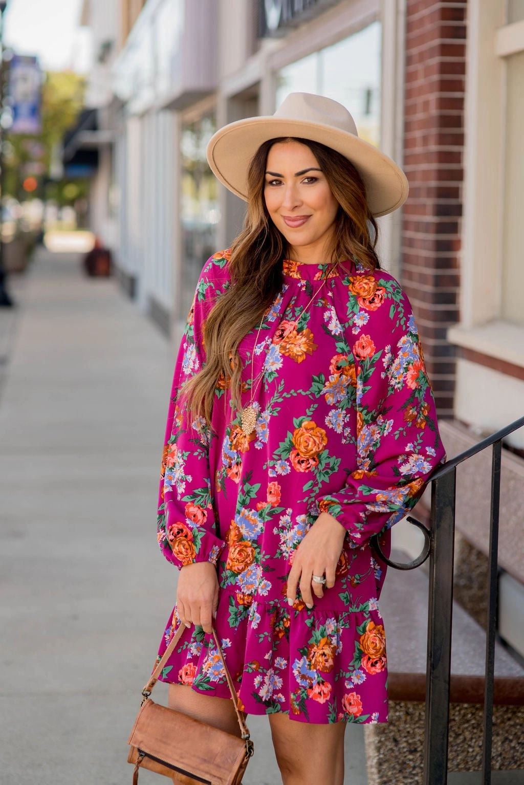 All Day Ready Moment Glow Floral Bunches Long Sleeve Dress