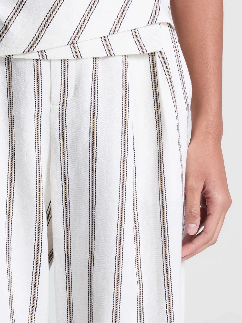 AntiStaticTreatment WindResistantMaterial Charles Striped Linen Pant