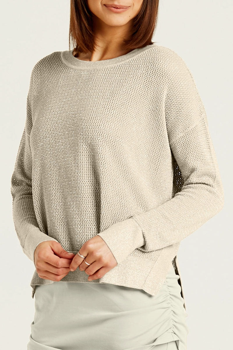 Chilly Layering Planet Metallic Mini Seed Stitch Sweater
