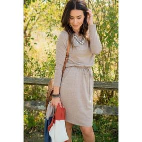 Pocket Drawstring Sweatshirt Dress Gathered Skirt