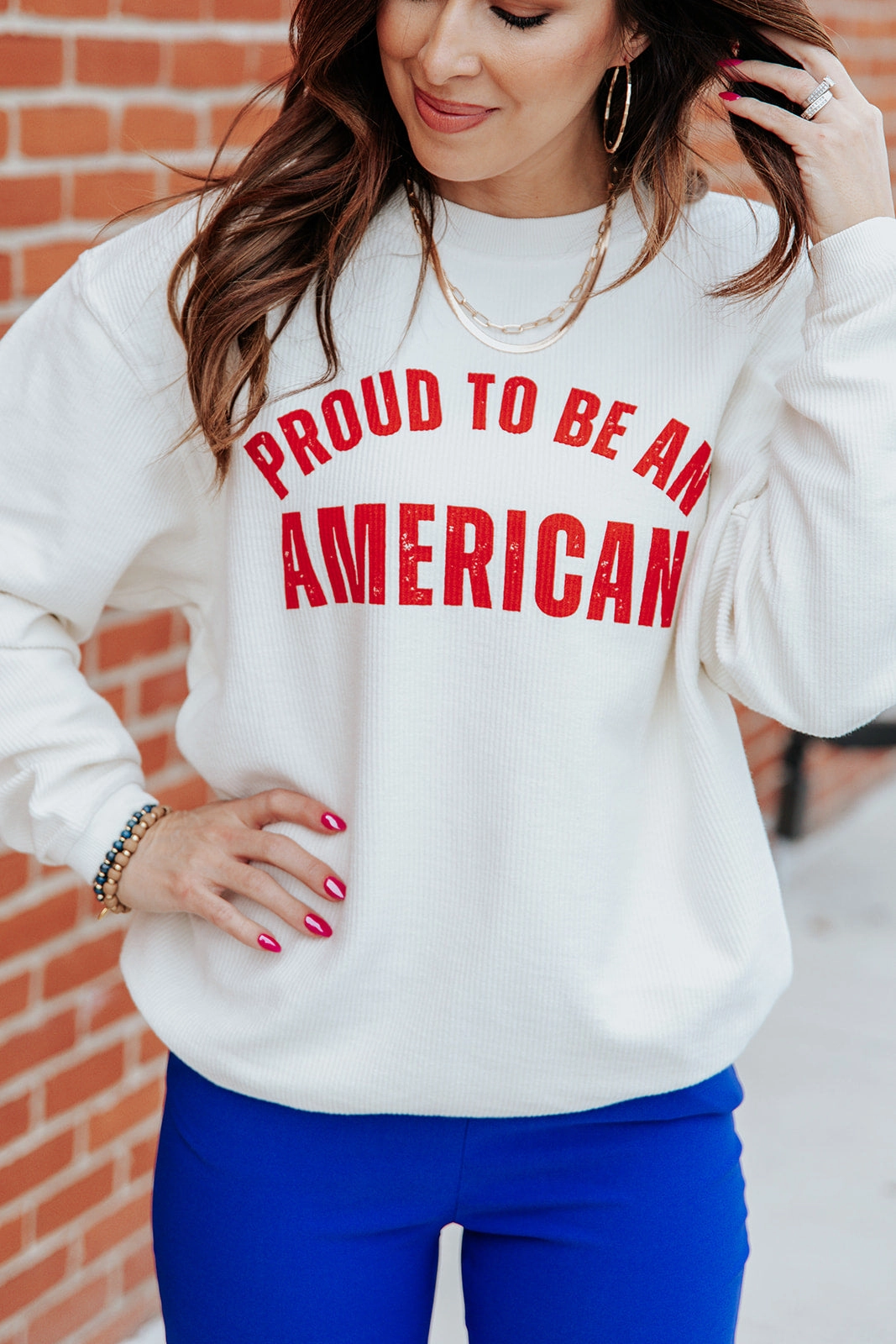 Proud To Be An American Ribbed Graphic Crewneck Chill Wearable