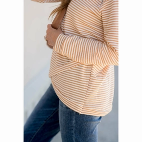 Striped Faux Wrap Zipper Neck Sweatshirt product thermal lining insulation product ethical sourcing
