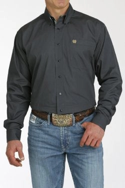 Abrasion Resistant Edging Athletic Cut Cinch Men's Solid Charcoal Shirt
