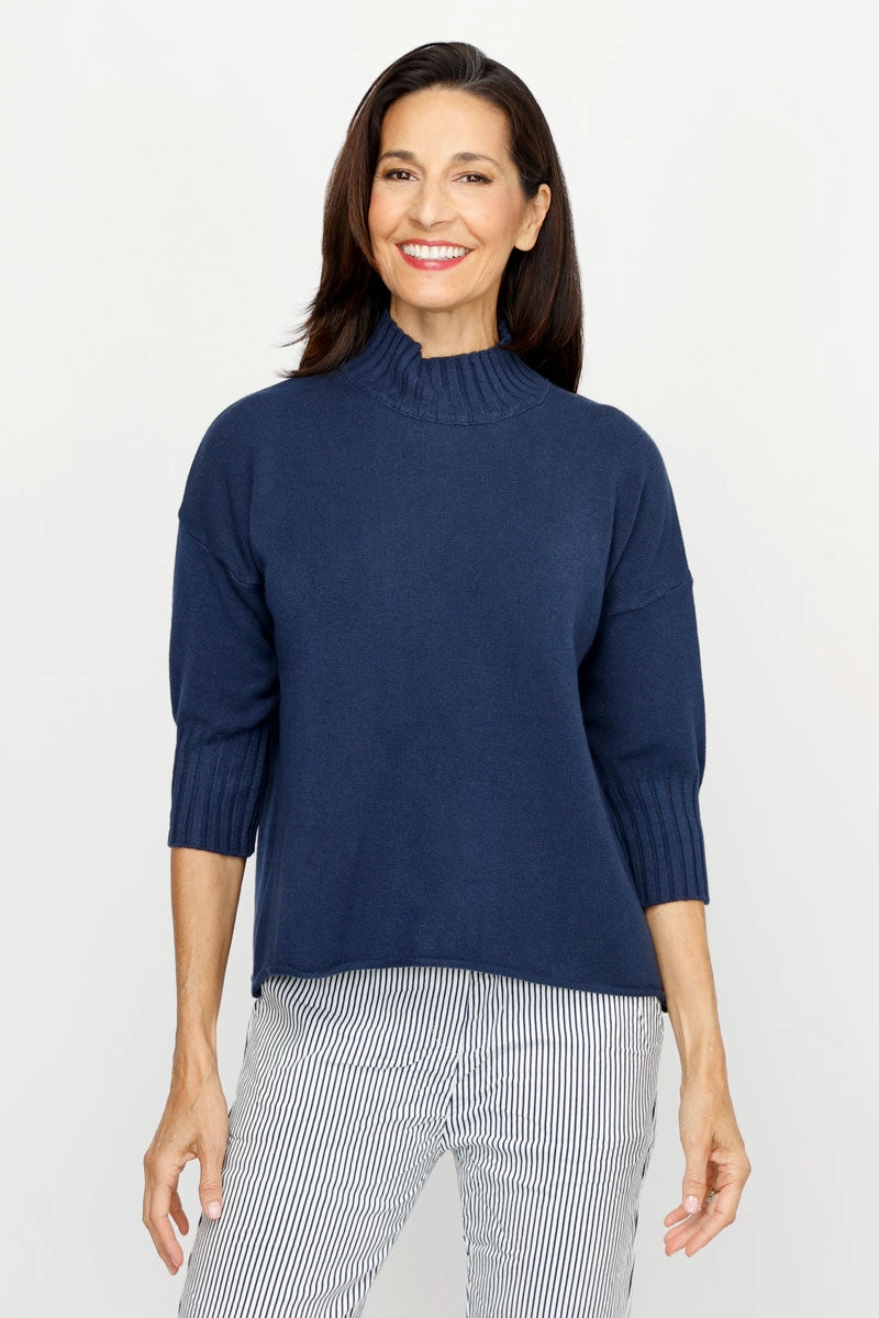 Active Design Stylish Knit Look Organic Rags Mock Turtleneck Sweater