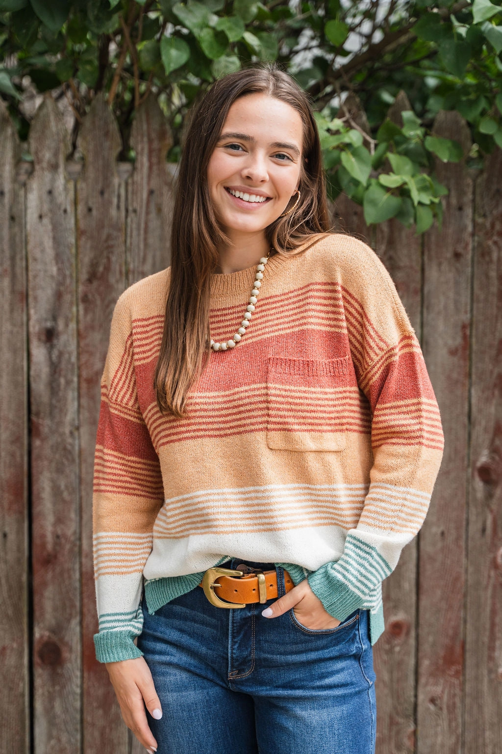 Horizon Pocket Accented Sweater Cold-Weather Layer Soft Knit Layer