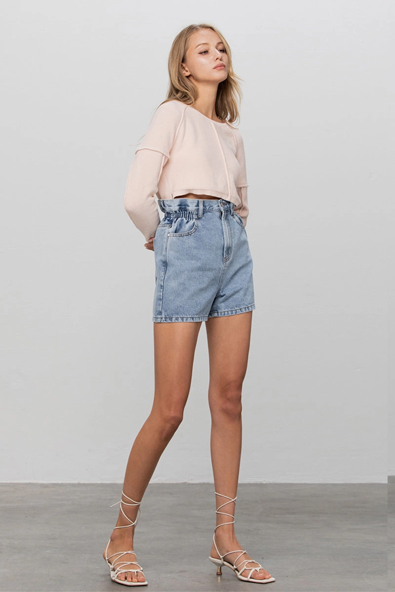 formal shorts checked shorts Lily Super High Rise Paper Bag Shorts