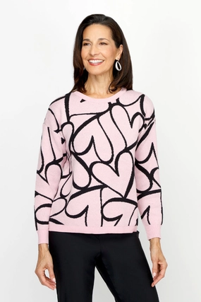 Ten Oh 8 Jacquard Hearts Pullover Knit Layers