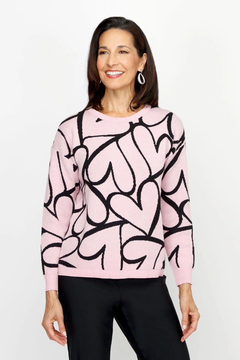 Ten Oh 8 Jacquard Hearts Pullover Knit Layers