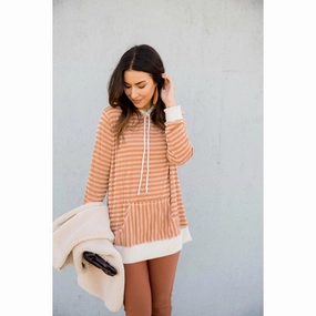 Double Striped Hoodie Trendy Outerwear Fresh Look