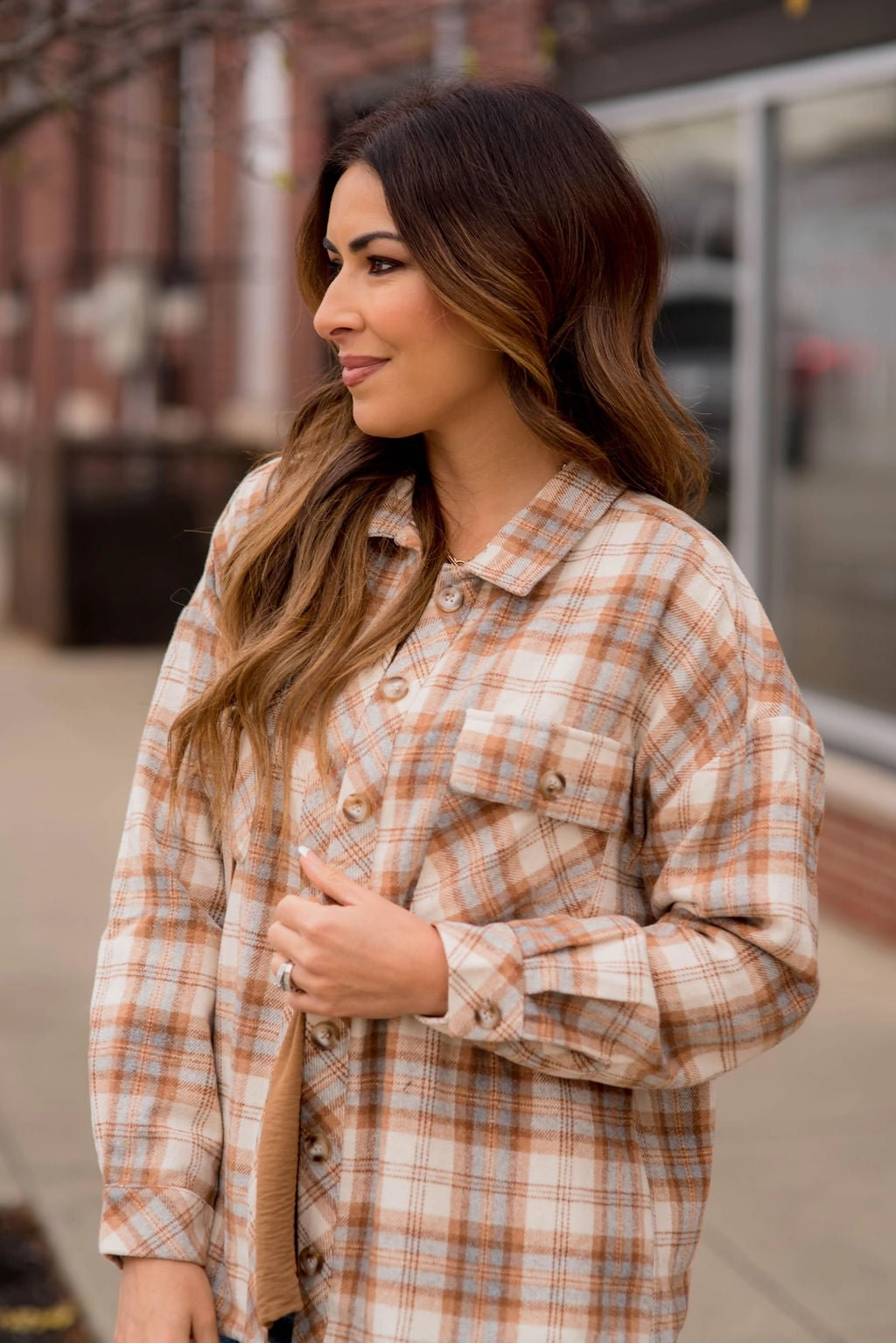 Touchdown Plaid Shacket Non Restrictive Movement