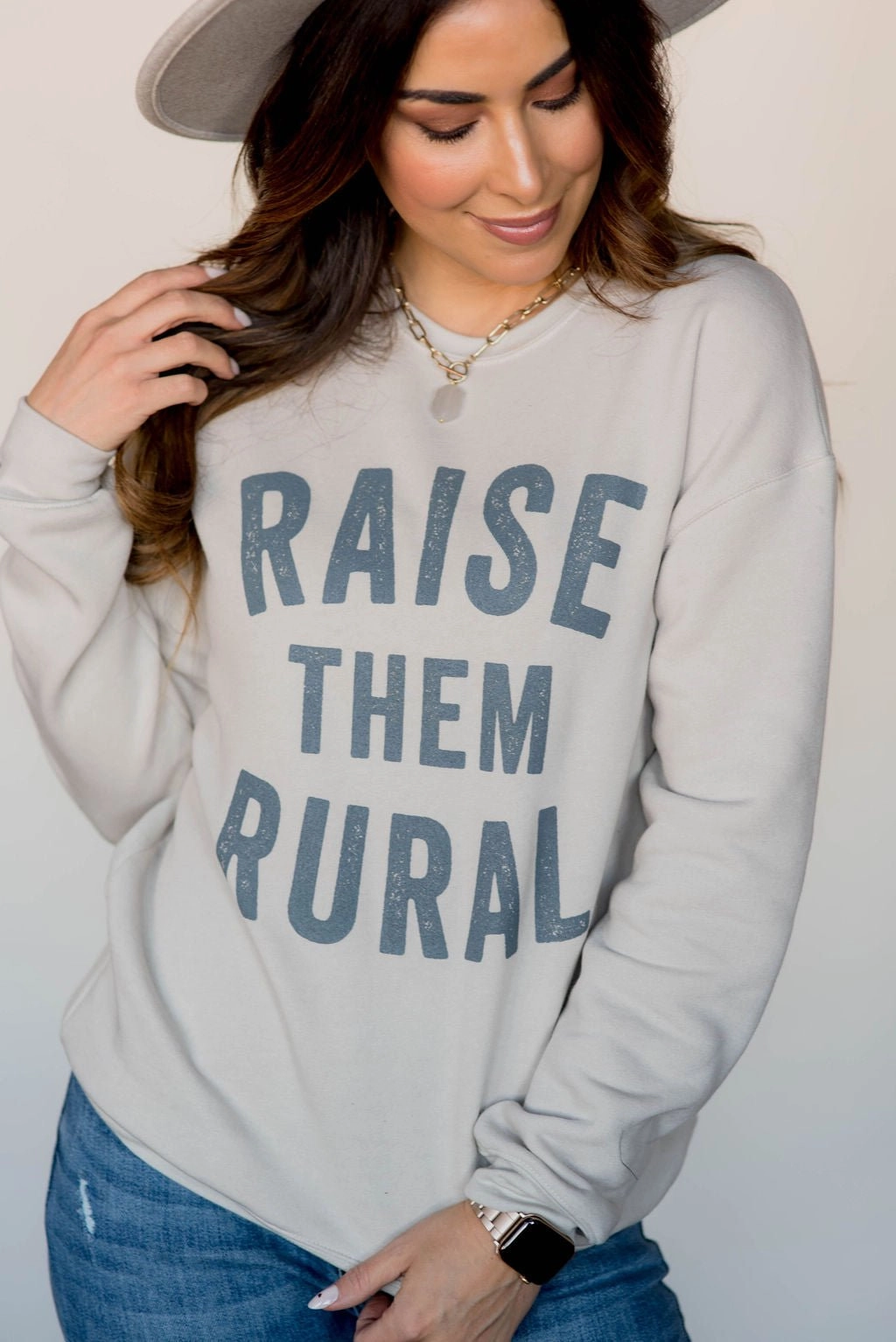 Raise Them Rural Graphic Crewneck Comfortable Layer