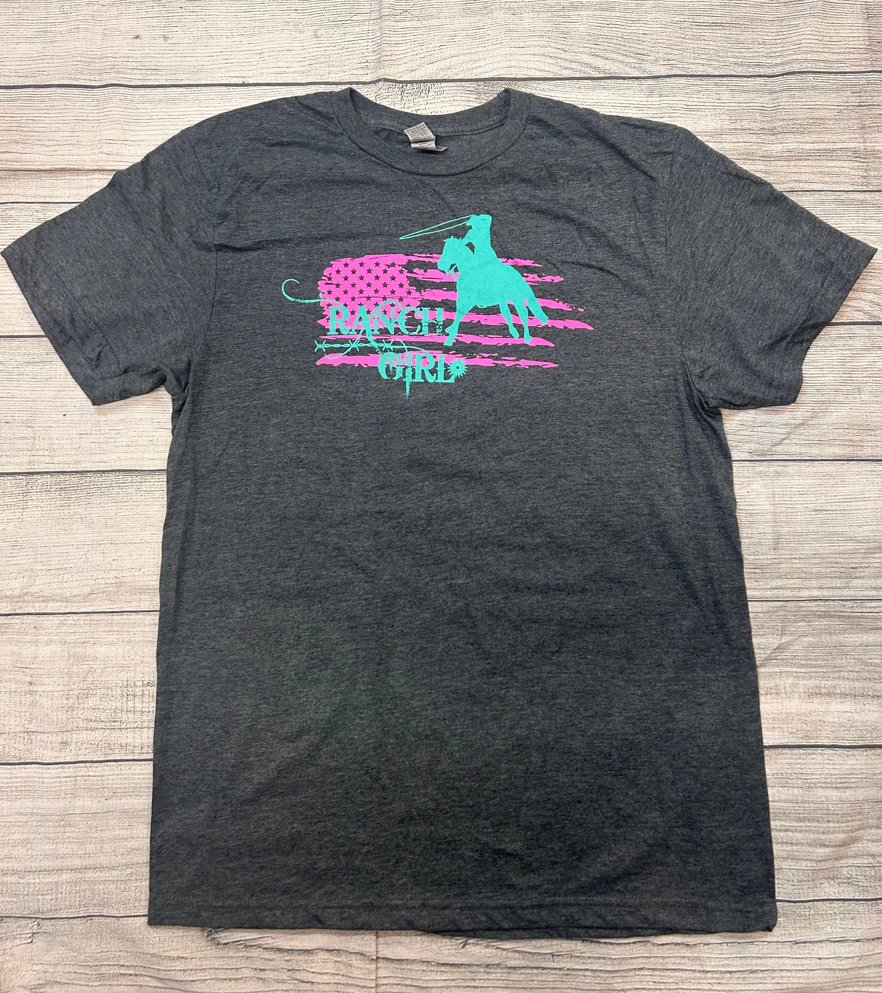 Ranch Girl Gray Roper T-Shirt Urban Trend