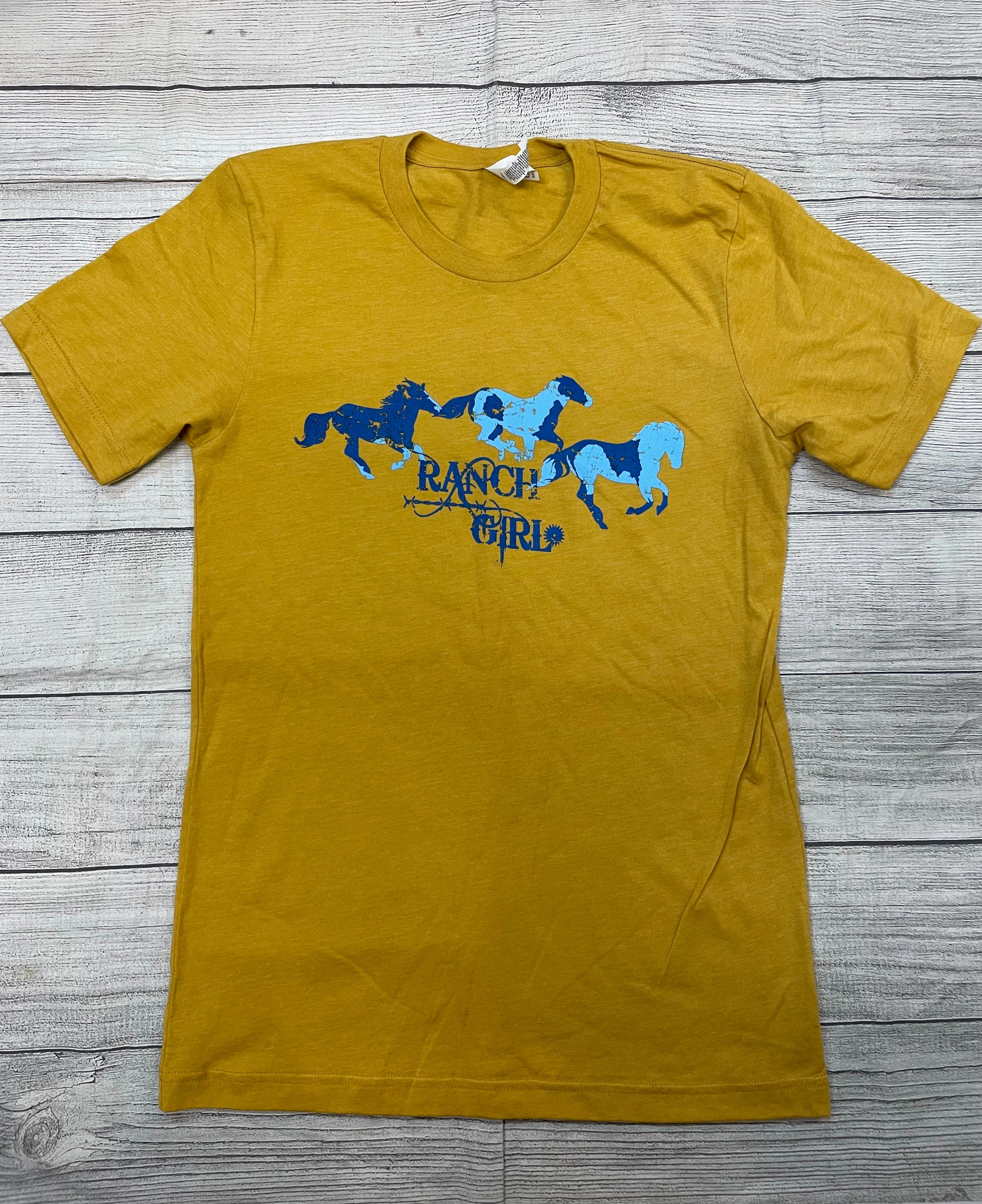 Ranch Girl  Mustard T-Shirt Trendy Wearable Heathered Texture
