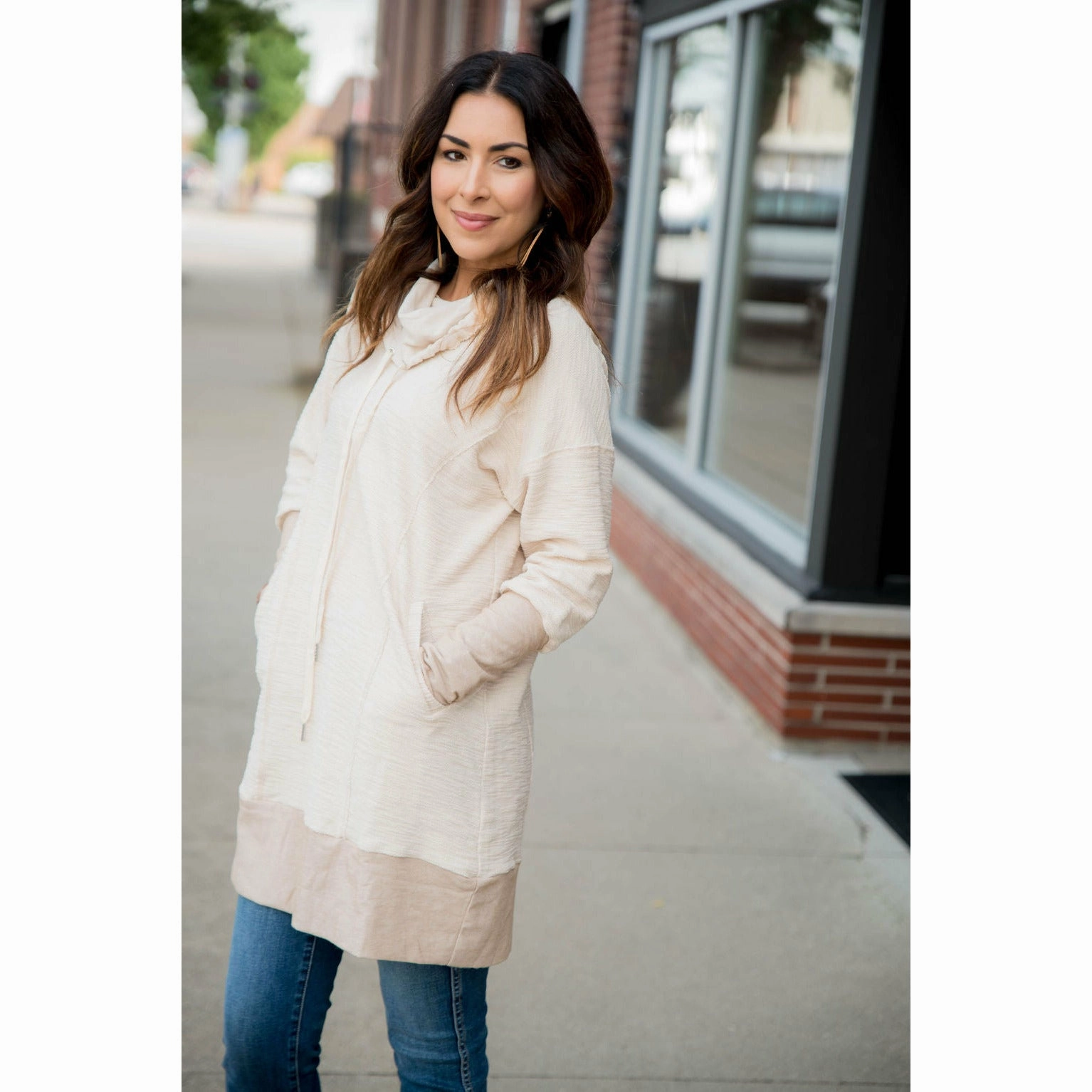 Raw Edge Tunic Sweatshirt product inventory Unisex Design