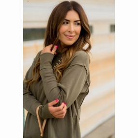 Raw Stitched Solid Trim Sweatshirt Street Wear Seasonal Fashion