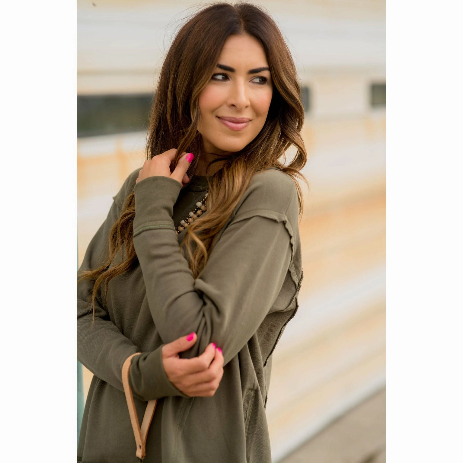 Raw Stitched Solid Trim Sweatshirt product camouflage stealth product fringe edginess