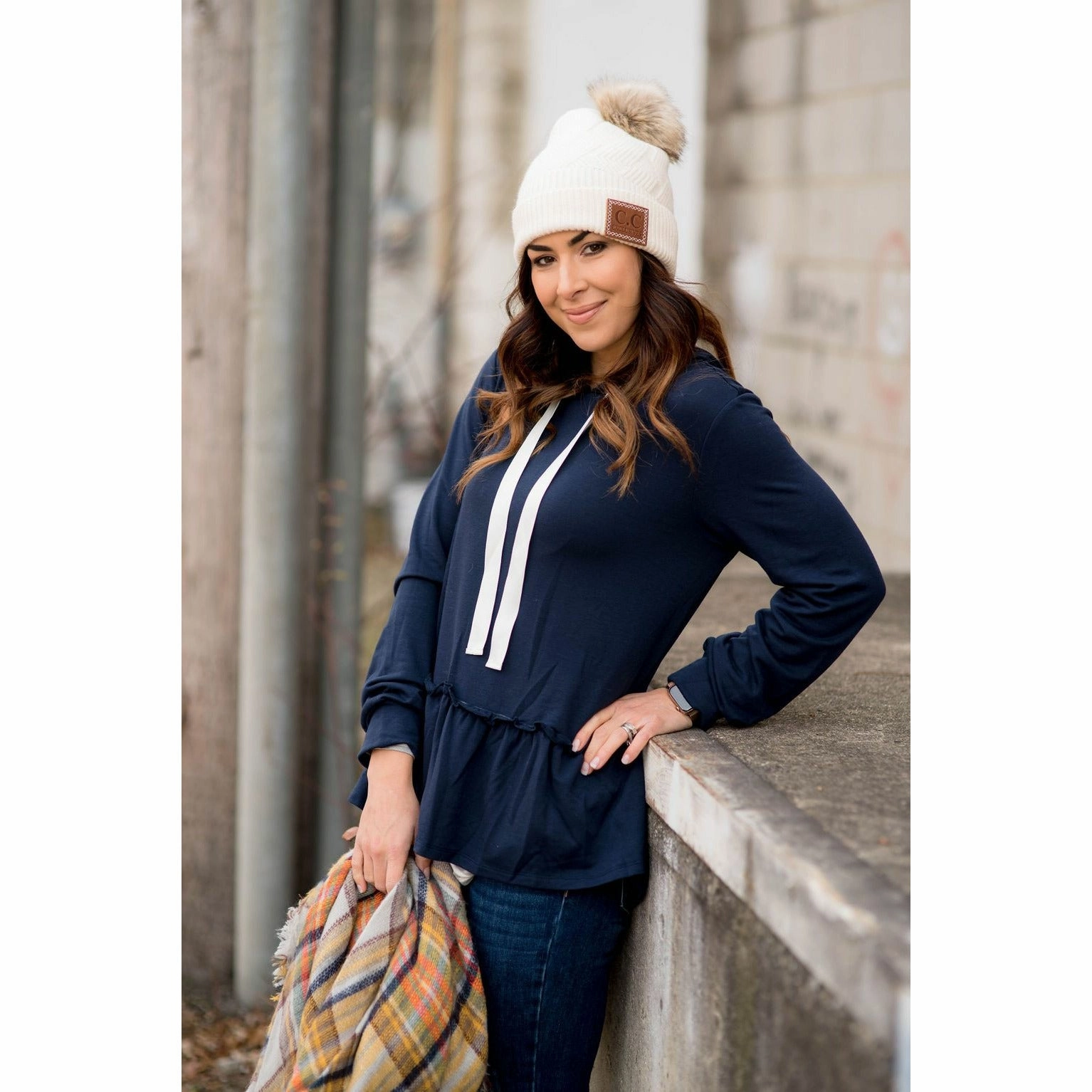 Essential Fit Ruffle Bottom Drawstring Hoodie