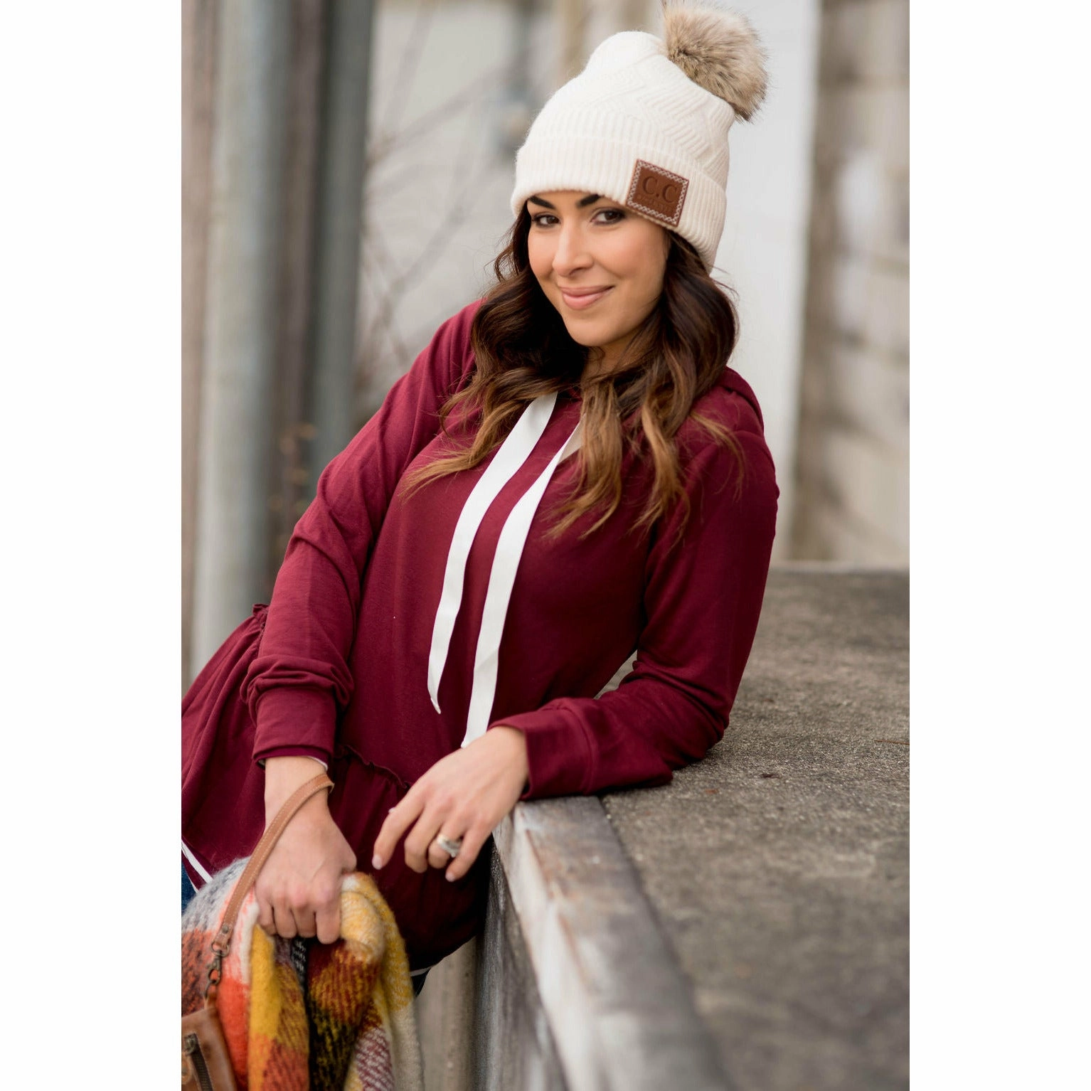 Ruffle Bottom Drawstring Hoodie Comfy Design