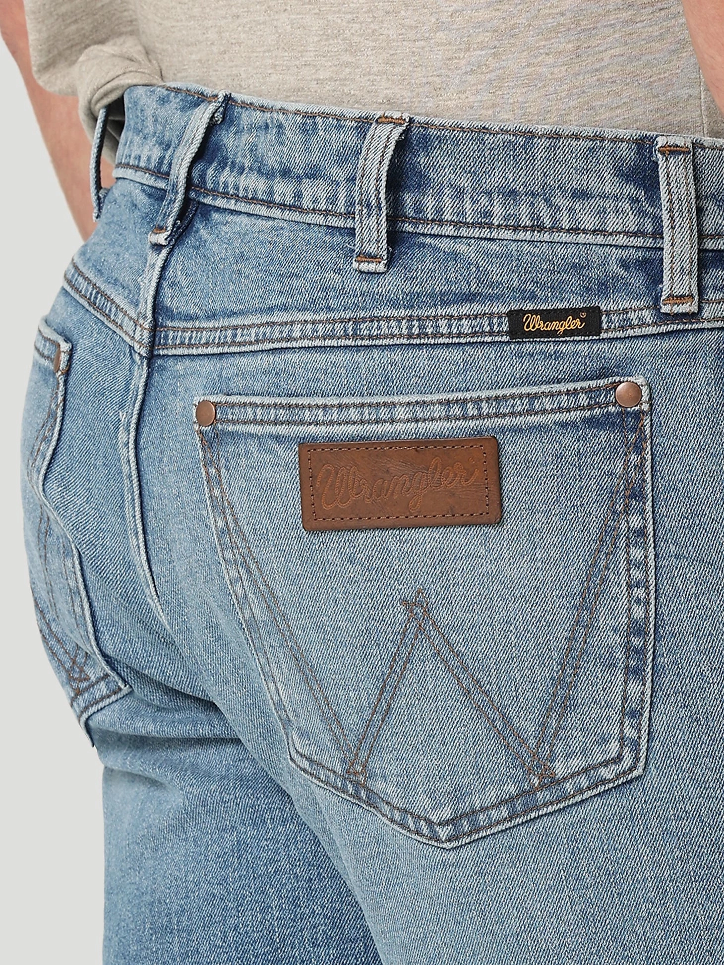 Wrangler Men??s Green Jean Slim Boot -Welleford Bartack Stitching