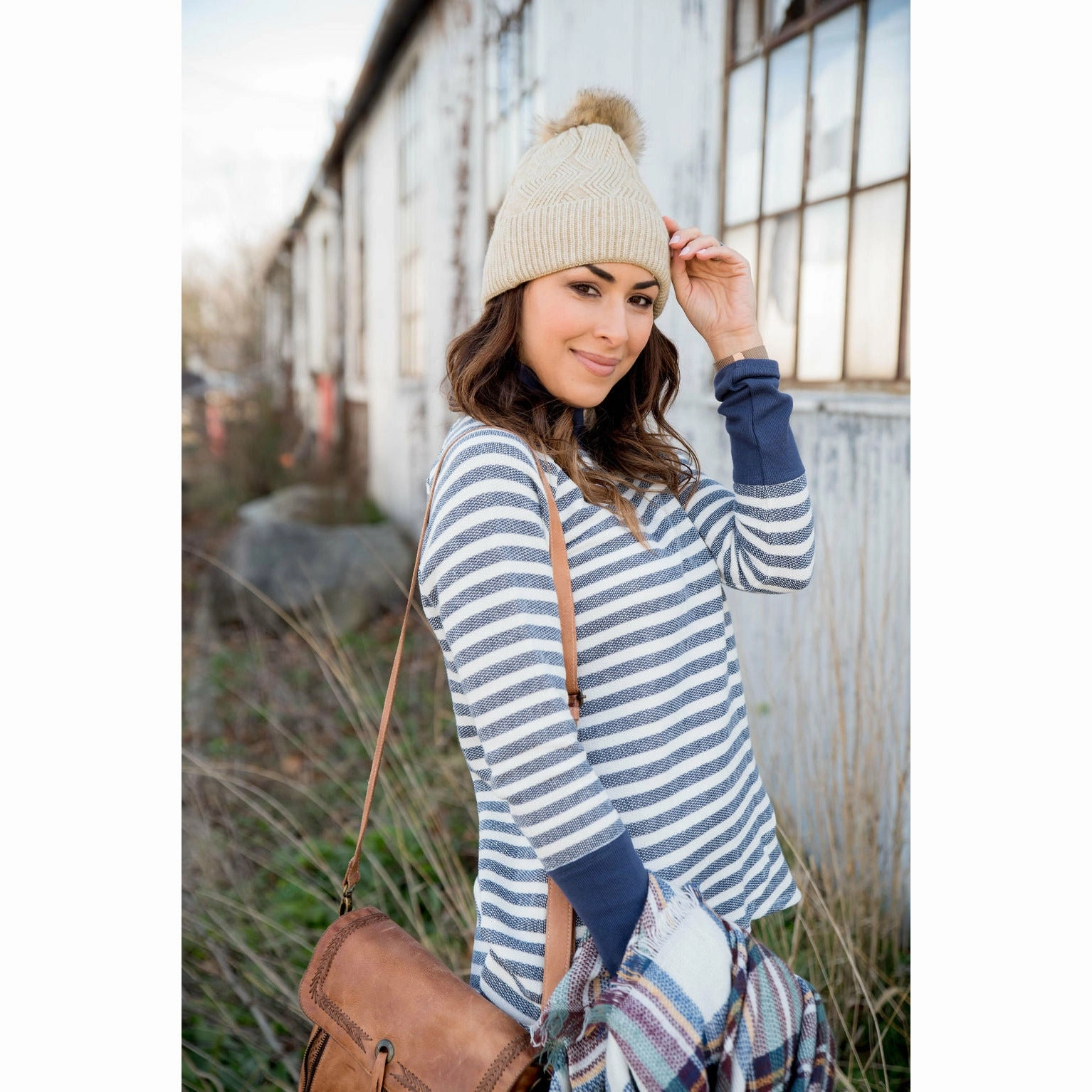 Solid Trimmed Striped Wrap Sweatshirt appropriate for weekdays Fashion Trend