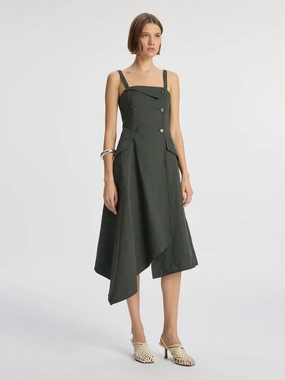 High Hemline Scarlett Cotton Midi Dress
