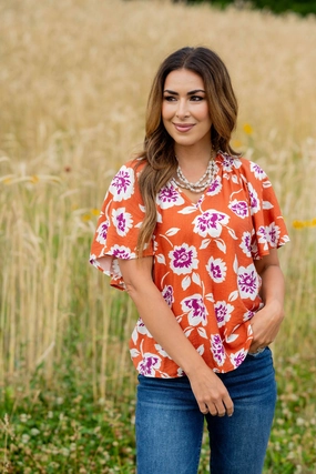 Floating Blooms Relaxed Sleeve Tee Non Irritating Seam Finish Recycled Polyester Material