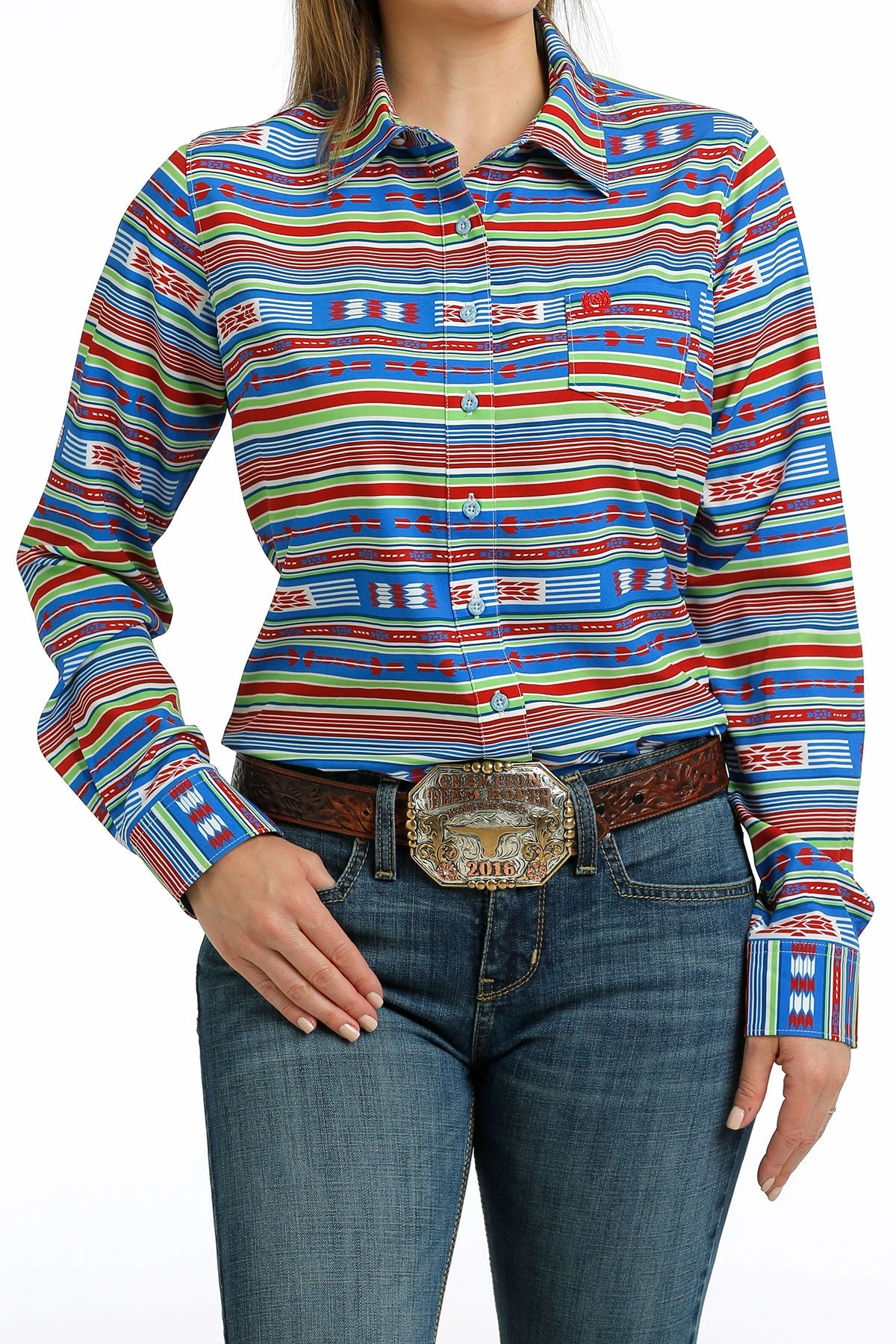 Sporty Style Serape Cinch Women??s Multicolored Arenaflex Shirt
