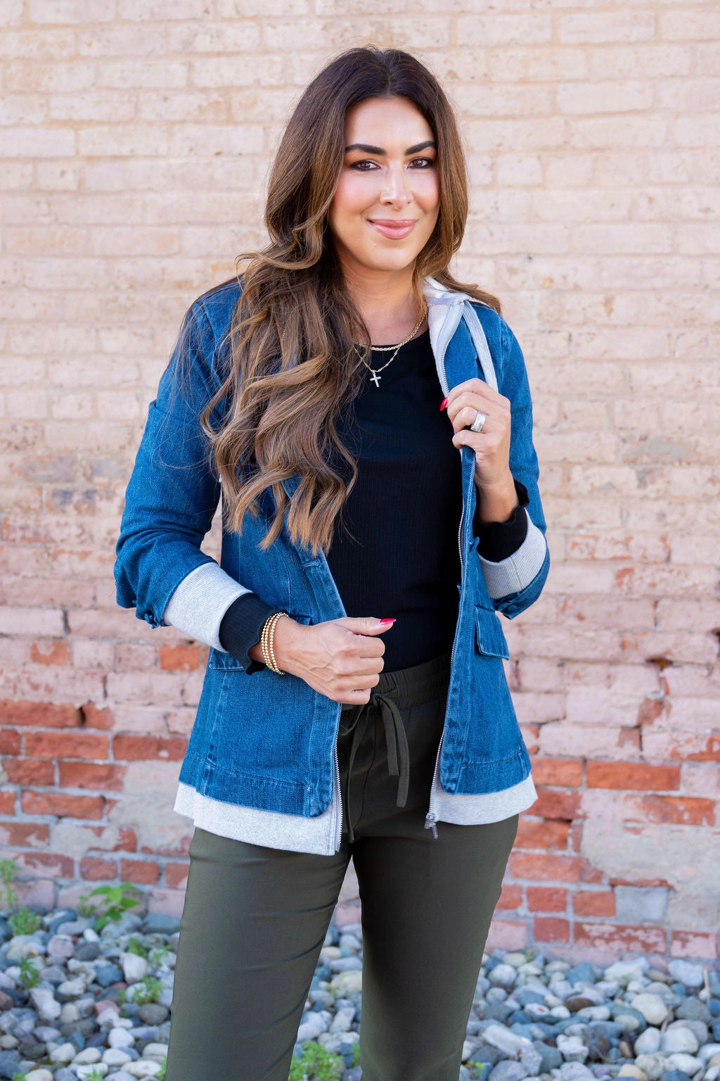 Hoodie Lined Denim Blazer Non Bulky Design