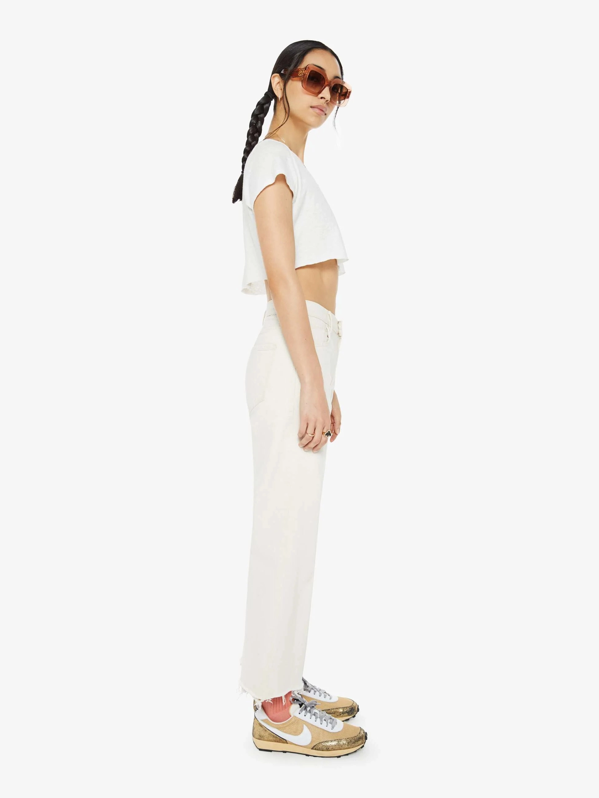 Eco Conscious Denim Base Fit Piece The Mid Rise Maven Ankle Fray