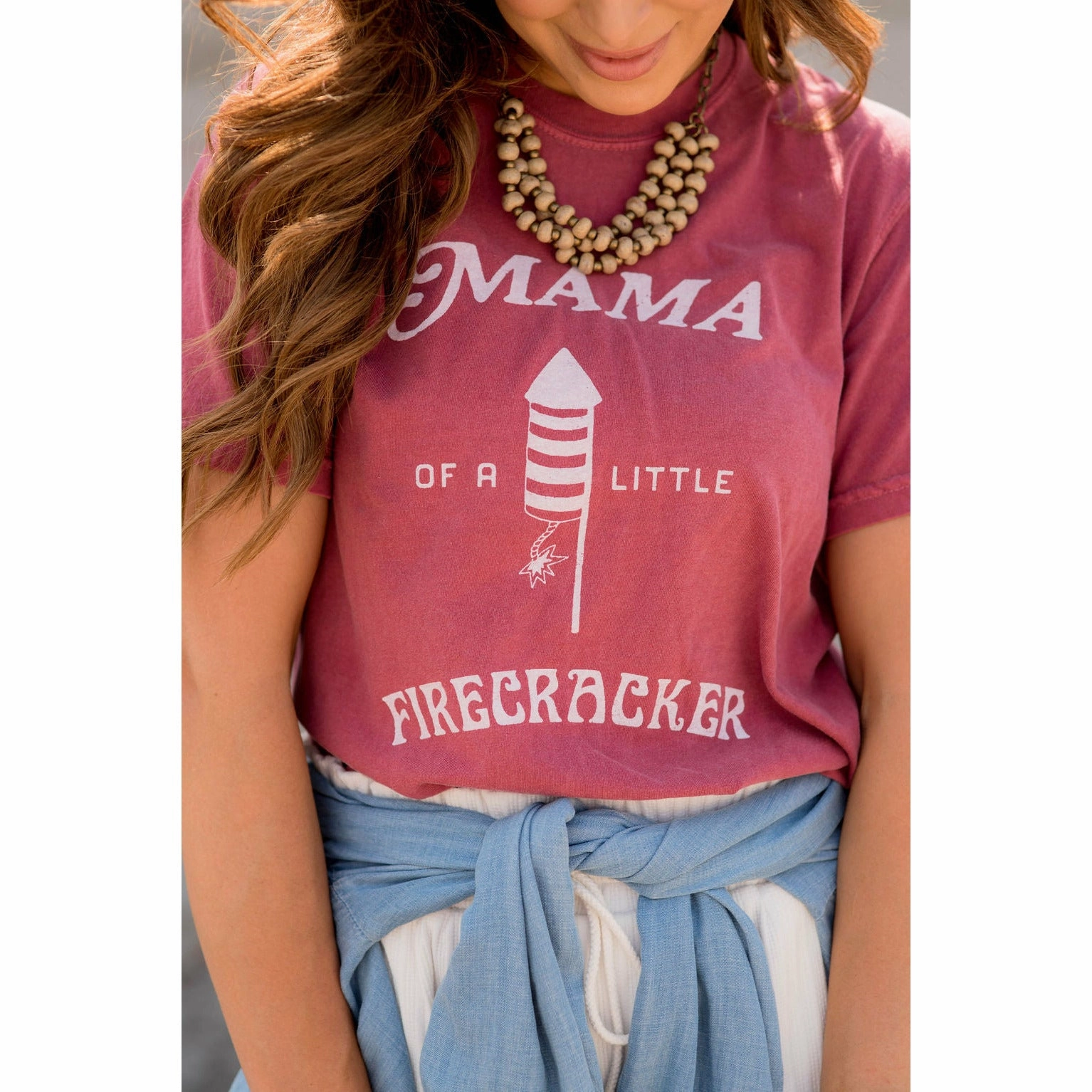 Mama of a Little Firecracker Graphic Tee Reflective Detailing