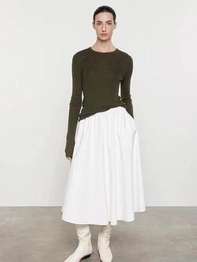 Breathable Mesh Insert Layered Collar Silk Sweater Rib L/S U