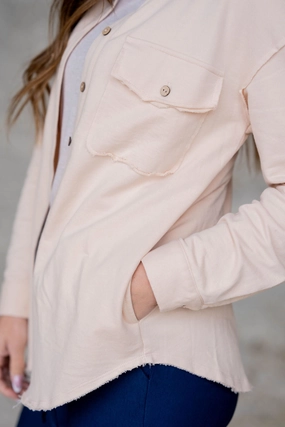 Subtle Layers Simple Raw Edge Shacket