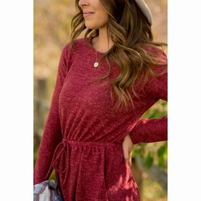 Simple Tie Sweater Dress cut out