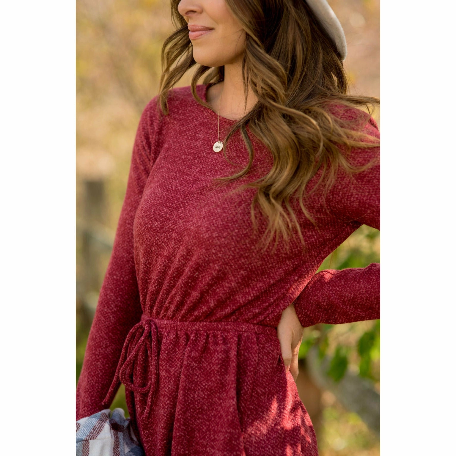 Simple Tie Sweater Dress Casual Silhouette Panelled-Design