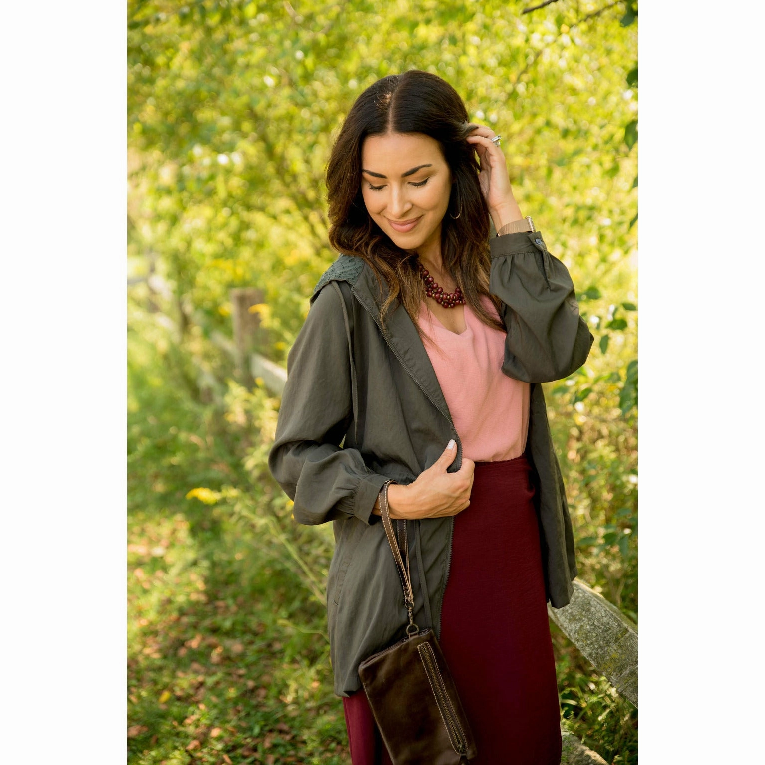 Lace Hooded Jacket Double Buttons