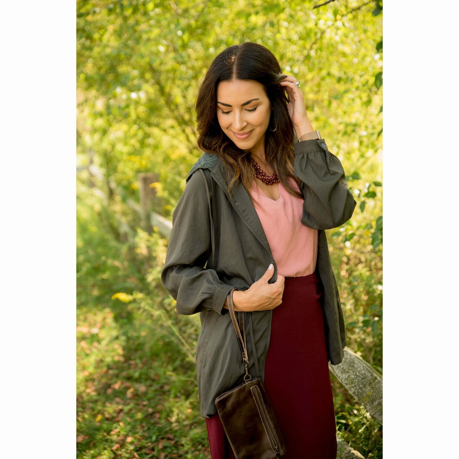 Lace Hooded Jacket Flexible Shoulder Design