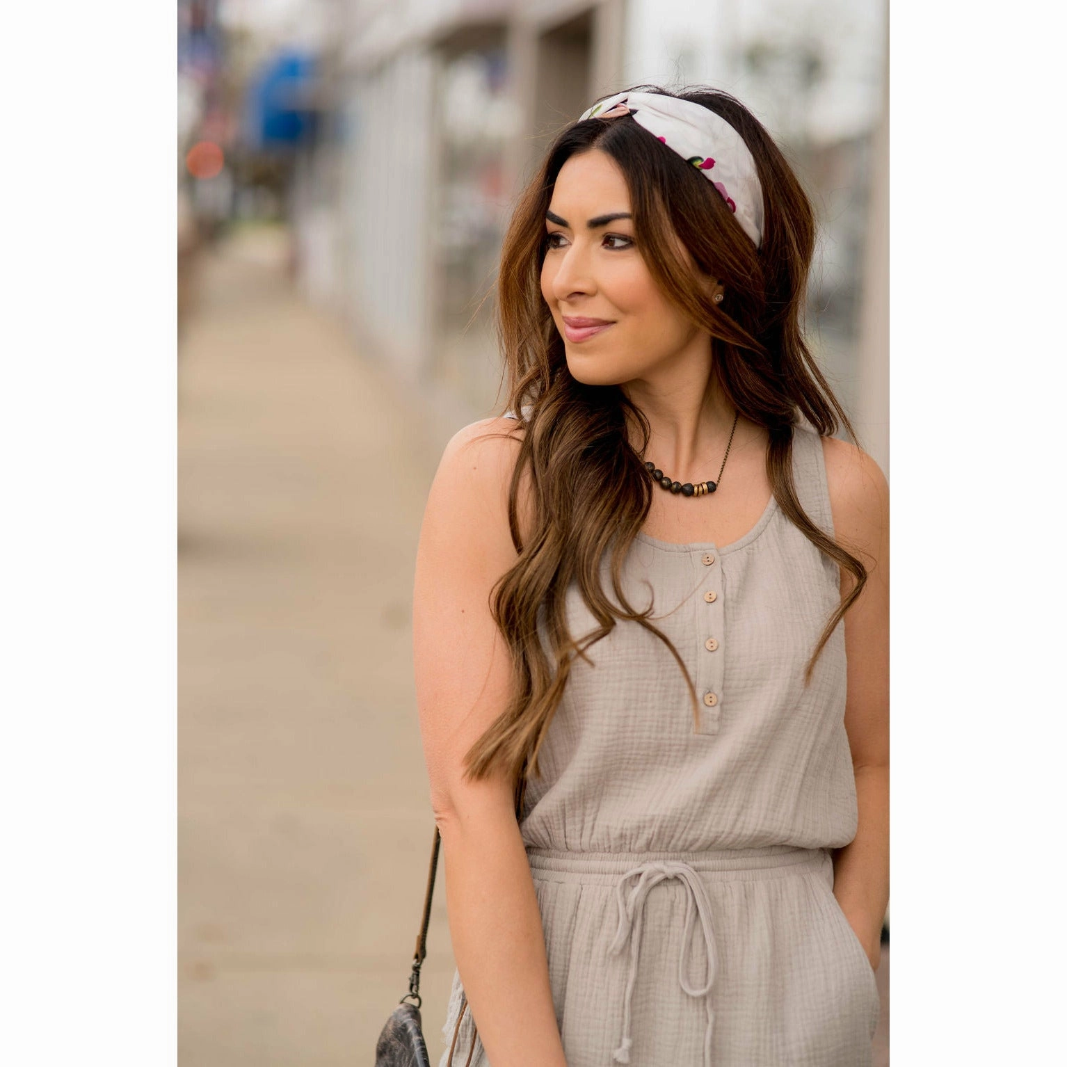 Gauze Tie Waist Tank Dress Matte Look Soft Presence