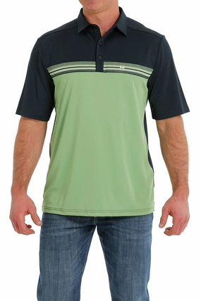Cinch Men??s Arena Flex Navy & Green Polo Modern Appeal Holiday Outfit