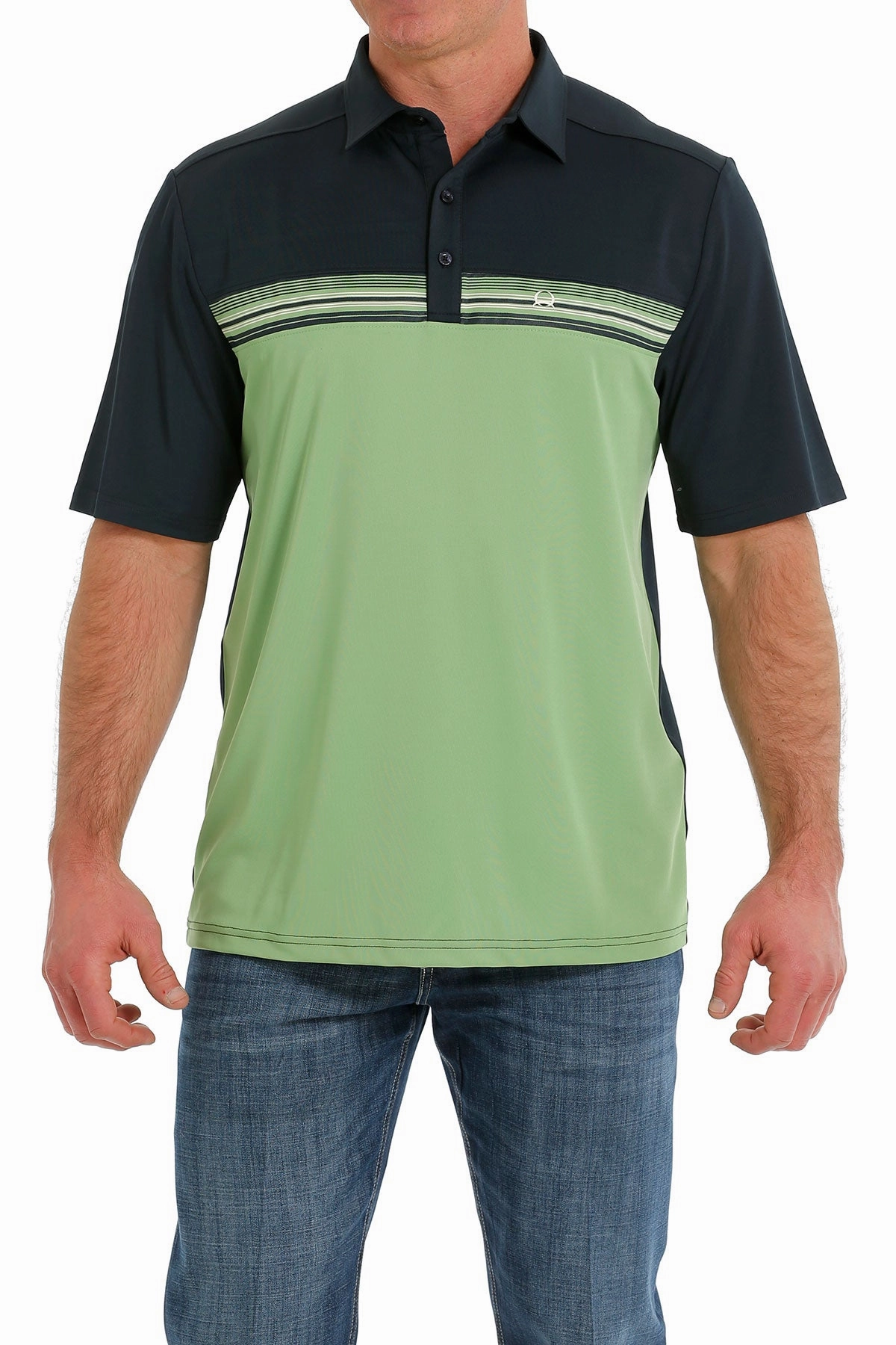 Cinch Men??s Arena Flex Navy & Green Polo Modern Appeal Holiday Outfit