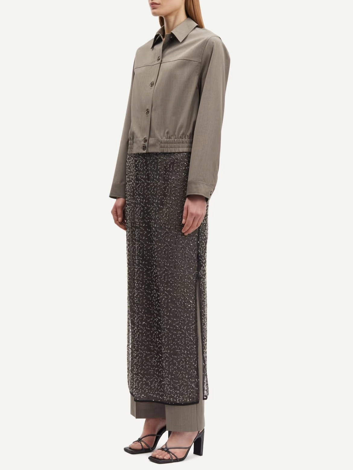 Velvet Finish Sleek Flow Saagneta Long Skirt