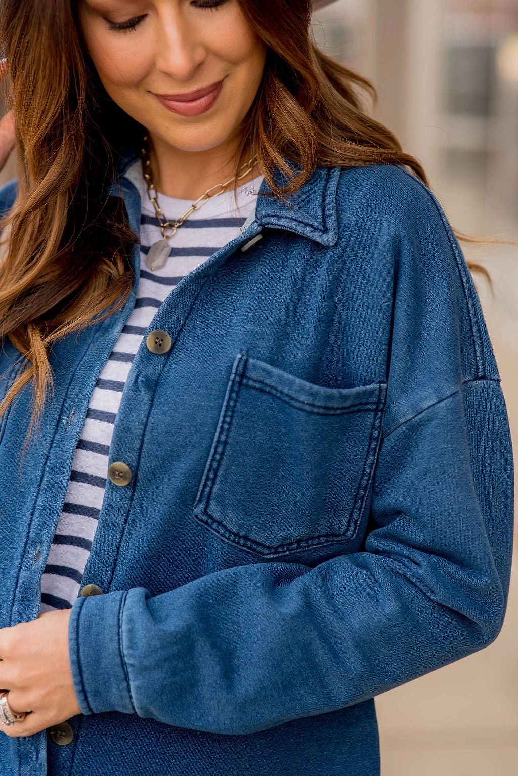 Casual Fit Silhouette Heavyweight Fabric Heathered Sweatshirt Shacket