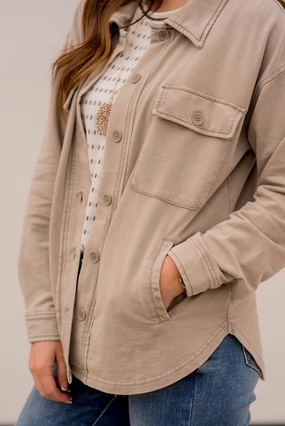 Compact Packability Multipurpose Layering Vintage Side Slit Shacket