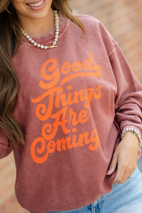 Vintage Good Things Are Coming Ribbed Graphic Crewneck product ombre gradient