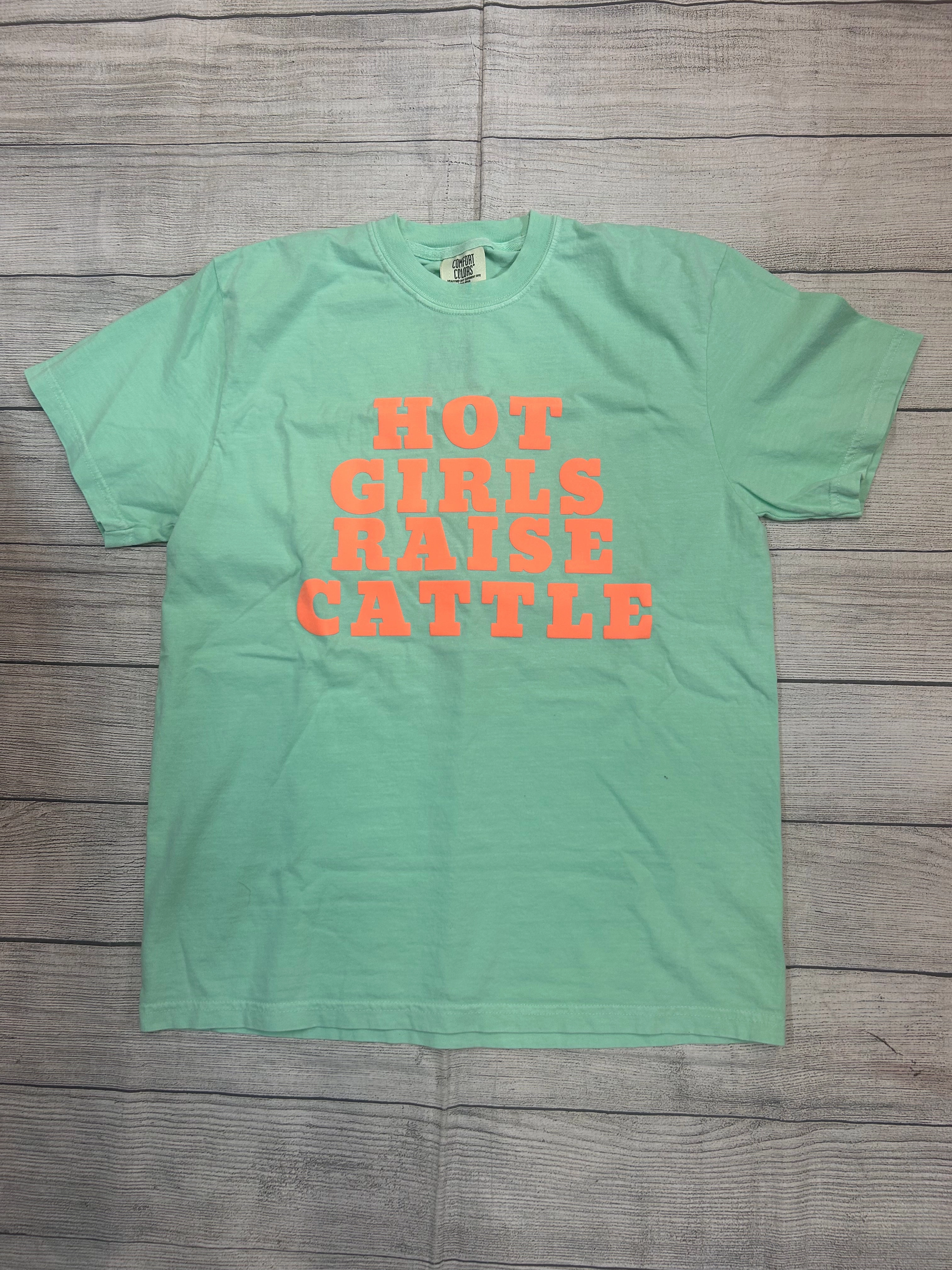Comfortable All Day Wear Comfortable Weave Hot Girls Raise Cattle Tee