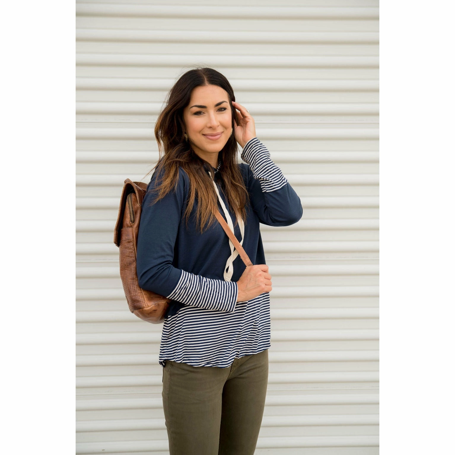 Zip-up Striped Tipped Hoodie